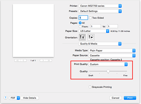 Canon : PIXMA Manuals : MG7700 series : Setting the Print Quality Level